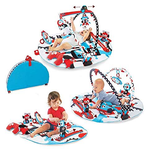  Visit the Yookidoo Store Yookidoo Baby Gym and Play Mat - 3 Stage Accessory Gym with Motorized Robot Track - 20 Development Activities - Age 0-12 Months