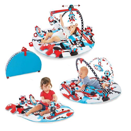  Visit the Yookidoo Store Yookidoo Baby Gym and Play Mat - 3 Stage Accessory Gym with Motorized Robot Track - 20 Development Activities - Age 0-12 Months