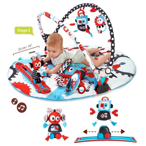  Visit the Yookidoo Store Yookidoo Baby Gym and Play Mat - 3 Stage Accessory Gym with Motorized Robot Track - 20 Development Activities - Age 0-12 Months