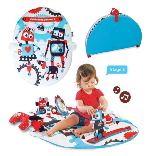  Visit the Yookidoo Store Yookidoo Baby Gym and Play Mat - 3 Stage Accessory Gym with Motorized Robot Track - 20 Development Activities - Age 0-12 Months