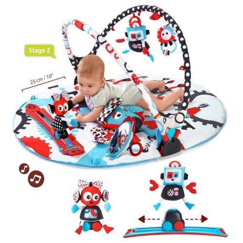  Yookidoo Baby Gym And Play Mat - 3 Stage Accessory Gym With Motorized Robot Track - 20 Development Activities - Age 0-12 Months