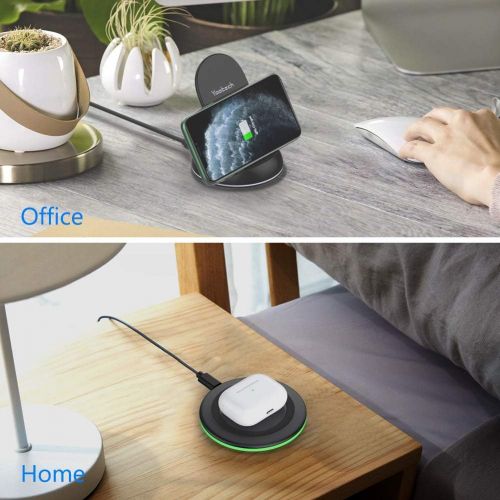  [아마존 핫딜] Yootech Wireless Charger, [2 Pack] Qi-Certified 10W Max Wireless Charging Pad Stand Bundle,Compatible with iPhone 11/11Pro/11Pro Max/XS Max/XR/XS,Galaxy Note 10/S10/S9, AirPods Pro