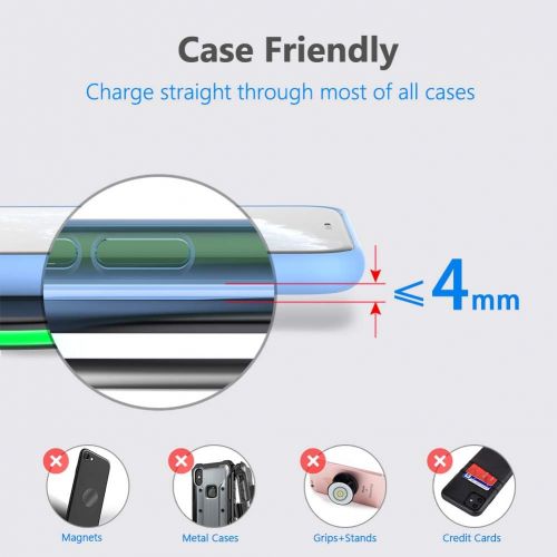  [아마존베스트]Yootech Wireless Charger Qi-Certified 7.5W Wireless Charging Compatible with iPhone XS MAX/XR/XS/X/8/8 Plus,10W Compatible Galaxy S10/S10 Plus/S10E/S9,5W All Qi-Enabled Phones(No A