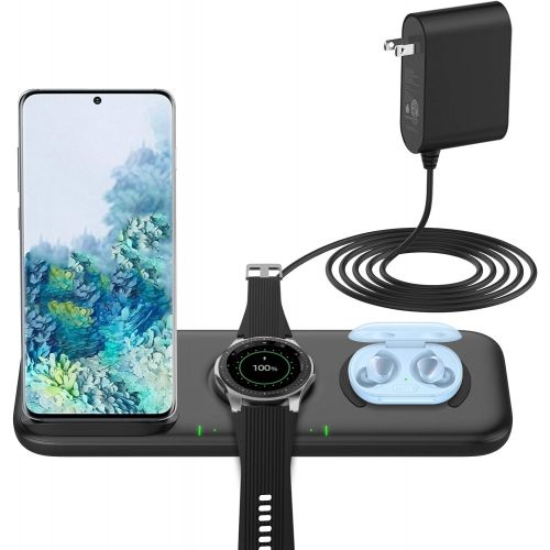  Yootech 3 in 1 Fast Wireless Charger for Samsung Devices, 22.5W Max Wireless Charging Station for Samsung Galaxy Watch 4 Classic/3/Active2/1,Gear S4/S3/Sport,Galaxy Buds 2/Pro/Live