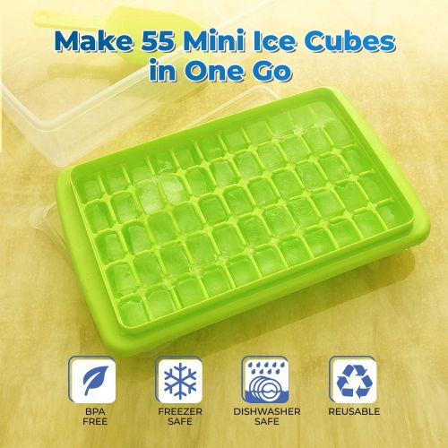  [아마존베스트]Yoove Ice Cube Tray With Lid and Bin | 55 Mini Nuggets Ice Tray For Freezer | Comes with Ice Container, Scoop and Cover | Good Size Ice Bucket