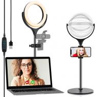 [아마존베스트]Selfie Ring Light with Adjustable Phone Holder&Stable Disc Base,Yoozon Dimmable Led RingLight with 3 Light Modes&10 Brightness for YouTube,Zoom Call Meeting,Video Conference,Makeup