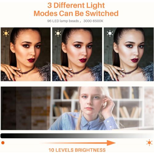  [아마존베스트]Selfie Ring Light with Adjustable Phone Holder&Stable Disc Base,Yoozon Dimmable Led RingLight with 3 Light Modes&10 Brightness for YouTube,Zoom Call Meeting,Video Conference,Makeup