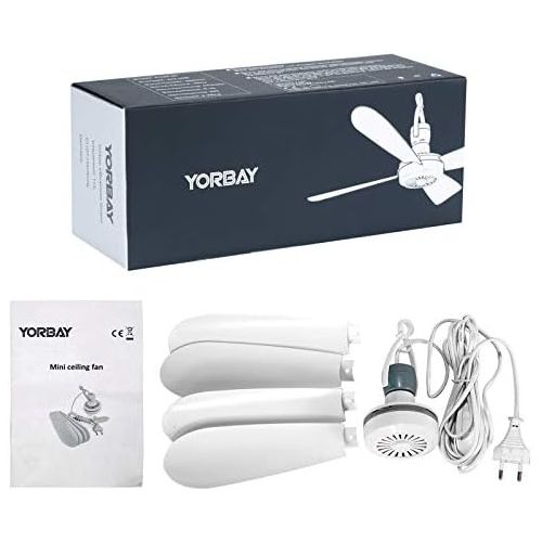  [아마존베스트]Yorbay Mobile Ceiling Fan - Diameter: 42cm - Mini Fan with Hook, Switch and 2.8m Cable