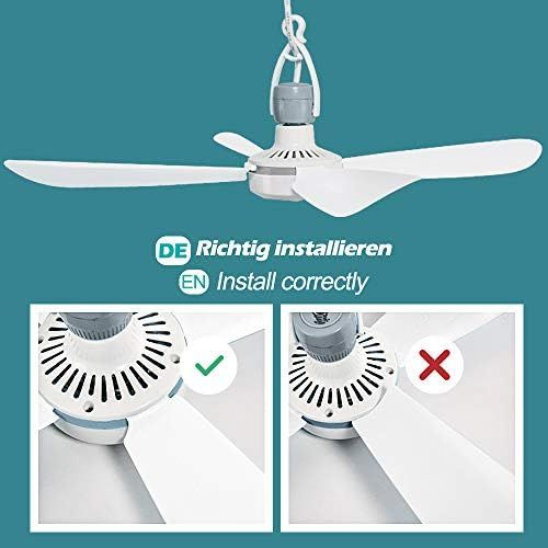  [아마존베스트]Yorbay Mobile Ceiling Fan - Diameter: 42cm - Mini Fan with Hook, Switch and 2.8m Cable