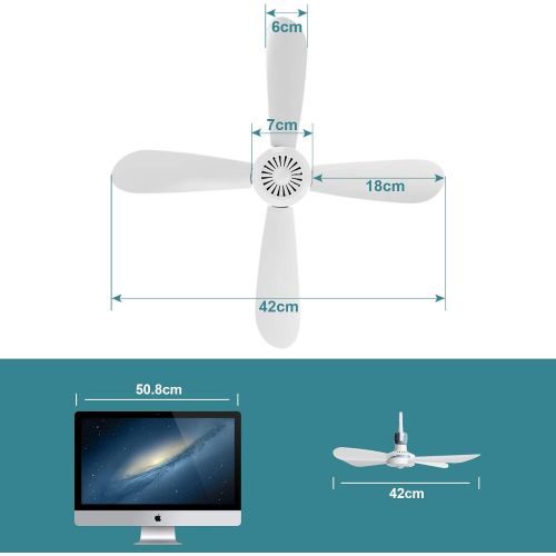  [아마존베스트]Yorbay Mobile Ceiling Fan - Diameter: 42cm - Mini Fan with Hook, Switch and 2.8m Cable