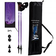 York Nordic Purple Haze Design Hiking & Walking Poles - Lightweight, Adjustable, and Collapsible - Pair w/flip Locks, Rubber feet and Travel Bag