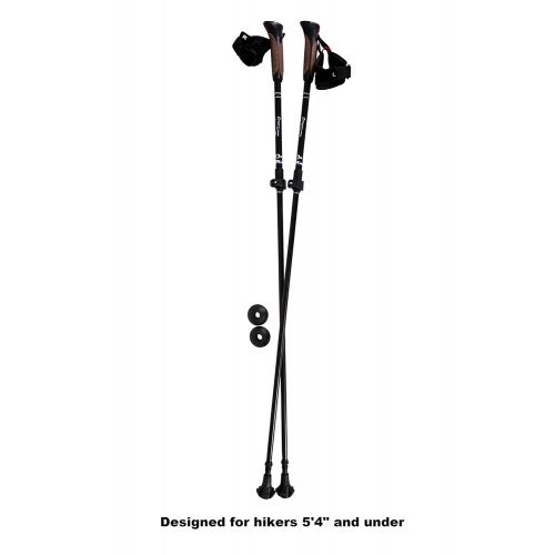  York Nordic Shorter Length Travel Walking Poles - Collapsible with Carrying Bag (2 Piece), Black, 5ft 4in and Under