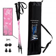 York Nordic Pink Walking Poles - Lightweight, Adjustable, and Collapsible - 2 Poles w/Rubber feet and Travel Bag