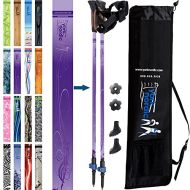 York Nordic Purple Haze Design Hiking & Walking Poles - Lightweight, Adjustable, and Collapsible - Pair w/flip Locks, Rubber feet and Travel Bag