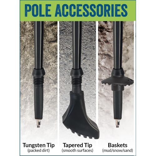  York Nordic Ultralight Folding Walking Poles - Travel Ready - 8.6 oz Each, 15.5 in collapsed, with Rubber Feet, Baskets, and Bag