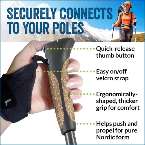  York Nordic 2 Piece Adjustable Trekking/Walking Poles - Lightweight - 6 Color Options - Choice of Grips - 2 Poles, Tips & Bag