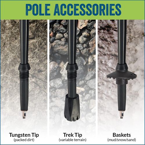  York Nordic 2 Piece Adjustable Trekking/Walking Poles - Lightweight - 6 Color Options - Choice of Grips - 2 Poles, Tips & Bag