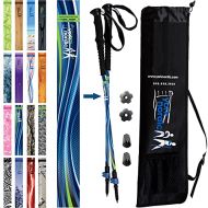 York Nordic Blue Breeze Hiking & Walking Poles w/flip Locks, Detachable feet Travel Bag - Pair