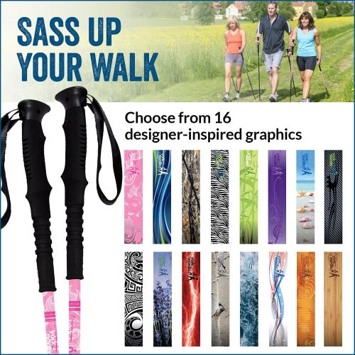  York Nordic Blue Breeze Hiking & Walking Poles w/flip Locks, Detachable feet Travel Bag - Pair