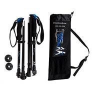 York Nordic Short (53 to 57 Tall) Ultralight Folding Walking Poles - Travel Ready - 15 in collapsed - with Rubber Feet, Baskets, and Bag