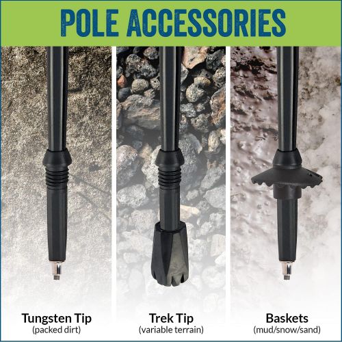  York Nordic Hiking & Walking Poles - Cushion Foam Trek/Hiking Grips - Lightweight, Adjustable, and Collapsible -2 Pieces Adjustable w/flip Locks, Detachable feet and Travel Bag