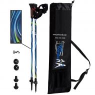 York Nordic Blue Breeze Design Hiking & Walking Poles - Lightweight, Adjustable, and Collapsible - w/flip locks, detachable feet and travel bag - pair