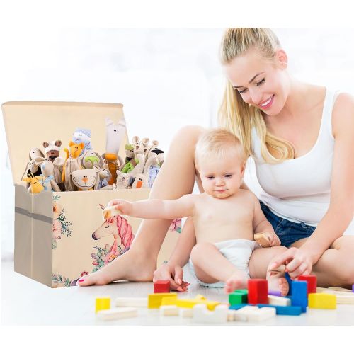  [아마존베스트]Yosayd Chest Cube Storage Box Large Decorative Storage Bin with Lid for Boys Girls Room