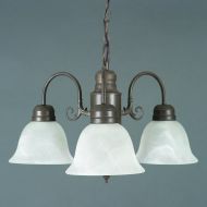 Yosemite Home Decor 1433-3DB Manzanita 3 Light Chandelier, Frosted White Marble Glass Shades, Dark Brown Finished Frame