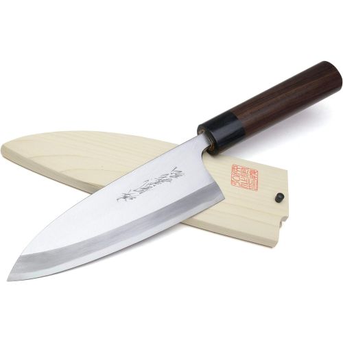  Yoshihiro Left Handed Kasumi White Steel Deba Fish Fillet Knife (6.5 (165mm), Shitan Handle)