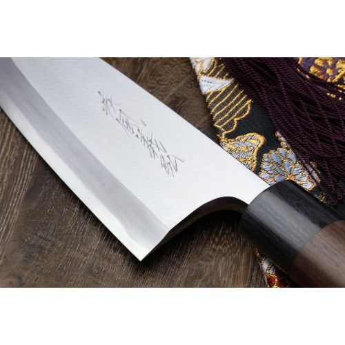  Yoshihiro Left Handed Kasumi White Steel Deba Fish Fillet Knife (6.5 (165mm), Shitan Handle)