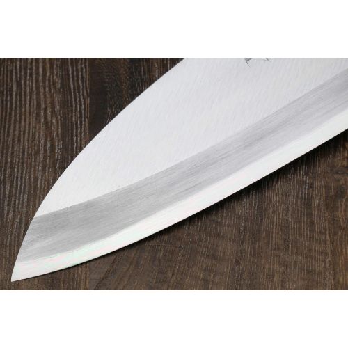  Yoshihiro Left Handed Kasumi White Steel Deba Fish Fillet Knife (6.5 (165mm), Shitan Handle)