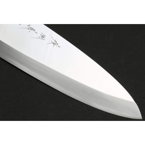  Yoshihiro Mizu Yaki Ginsanko Mirror-Finished High Carbon Stain Resistant Deba Fish Fillet Knife Ebony Handle with Silver Ring (7 (180mm))