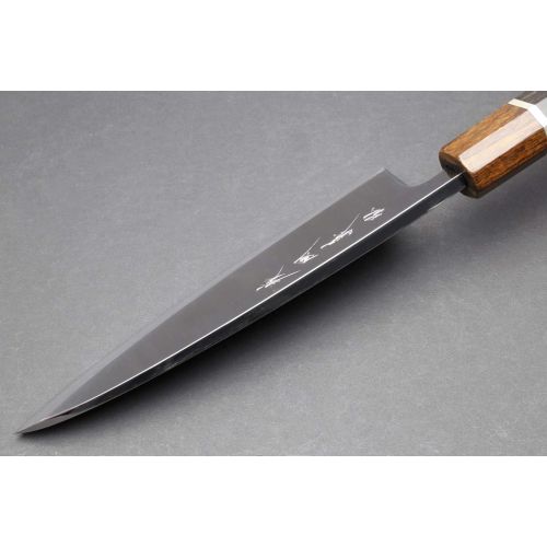  Yoshihiro Mizu Yaki Ginsanko Mirror-Finished High Carbon Stain Resistant Deba Fish Fillet Knife Ebony Handle with Silver Ring (7 (180mm))