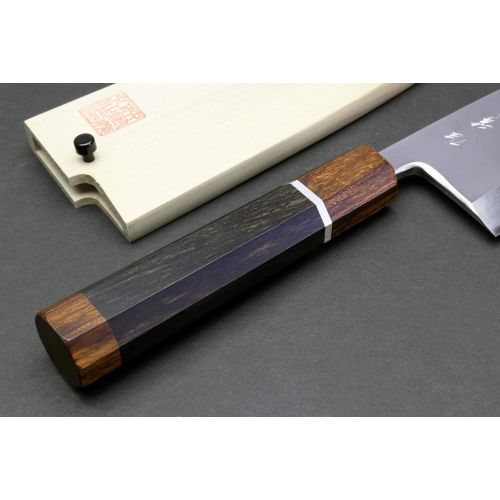  Yoshihiro Mizu Yaki Ginsanko Mirror-Finished High Carbon Stain Resistant Deba Fish Fillet Knife Ebony Handle with Silver Ring (7 (180mm))