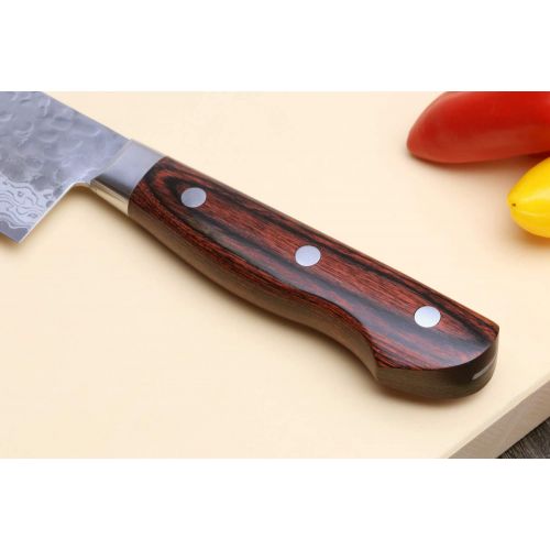  Yoshihiro VG10 16 Layer Hammered Damascus Gyuto Japanese Chefs Knife (7 (180mm))