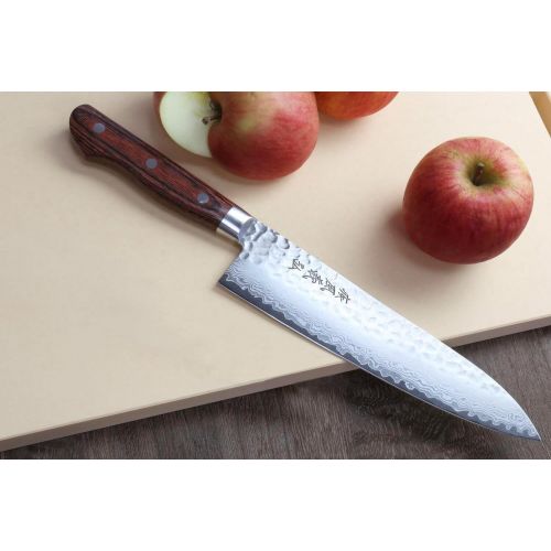  Yoshihiro VG10 16 Layer Hammered Damascus Gyuto Japanese Chefs Knife (7 (180mm))