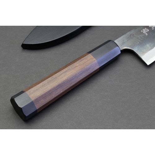  Yoshihiro Mizu Yaki Blue High Carbon Steel #1 Black Forged Gyuto Japanese Chef Knife Shitan Handle (7 (180mm) & No Saya)