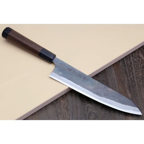  Yoshihiro Mizu Yaki Blue High Carbon Steel #1 Black Forged Gyuto Japanese Chef Knife Shitan Handle (7 (180mm) & No Saya)