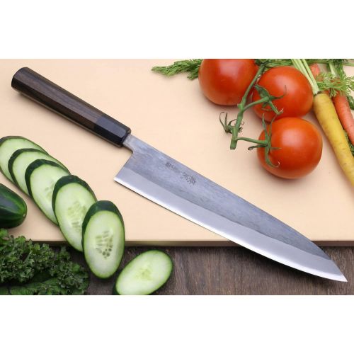  Yoshihiro Kurouchi Black-Forged Blue Steel Stainless Clad Gyuto Chefs Knife (9.5 (240mm) & No Saya)