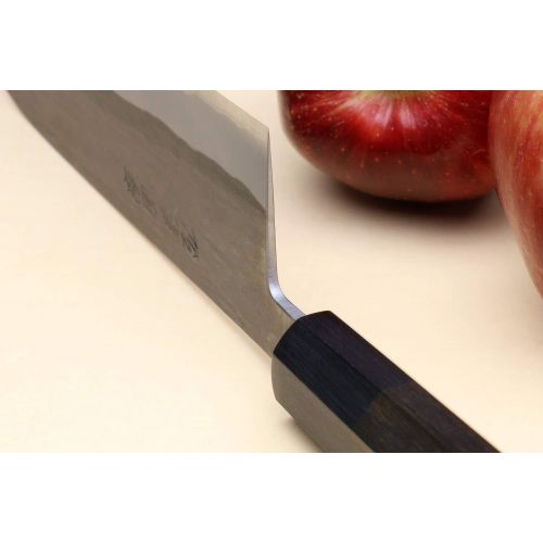  Yoshihiro Kurouchi Black-Forged Blue Steel Stainless Clad Santoku Chefs Knife and Petty Utility Knife (Santoku 165mm / Petty 135mm & No Saya)