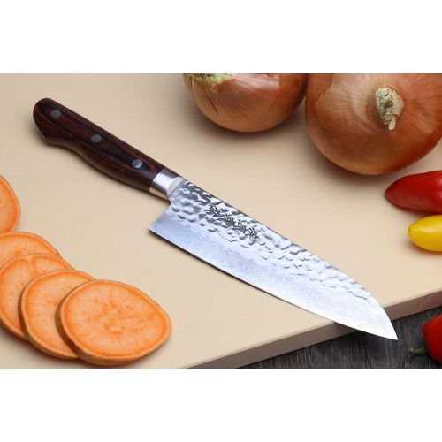  YOSHIHIRO- Hammered Damascus Chef Knife 6PC SET - MADE IN JAPAN