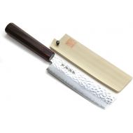 Yoshihiro NSW 46 Layers Hammered Damascus Usuba Vegetable Chef knife 6.3 IN (160mm) Shitan Rosewood Handle with Saya Cover