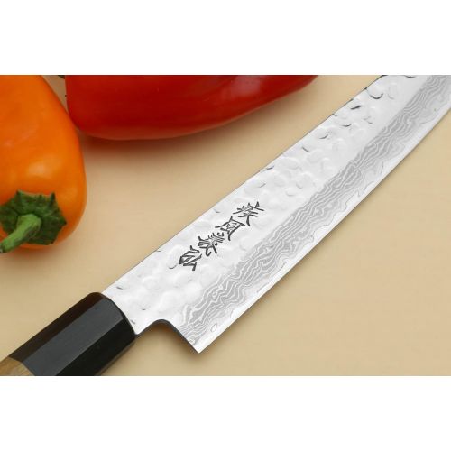  [아마존베스트]Yoshihiro 46 Layers Hammered Damascus Gyuto Chef Knife and Petty Utility Knife SET (Gyuto 8.25 (210mm) & Petty 6 (150mm), Ambrosia Handle)