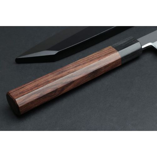  [아마존베스트]Yoshihiro Hongasumi Blue Steel Yanagi Kiritsuke Sushi Sashimi Japanese Knife Rosewood Handle with Nuri Saya Cover (10.5 (270mm))