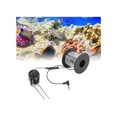  Underwater Fishing Camera, HD Fish Finder Camera 3.5mm Plug Underwater CVBS Fish Finder Camera with Fishing Cable for Marine (20m/65.6ft)