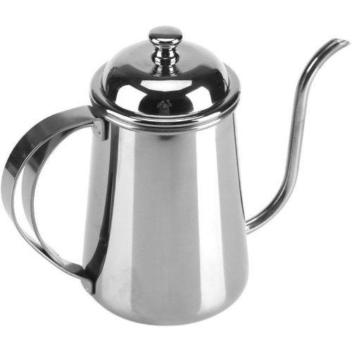  Yosoo Kaffeemaschine Kaffee Topf Tee Teekanne mit Ausgiesser-Kragen Wasserkocher aus Edelstahl Wasserkocher 18tlg. fuer Bar Haus 5Farben 650ml Silber