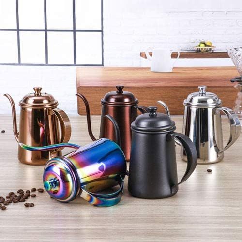  Yosoo Kaffeemaschine Kaffee Topf Tee Teekanne mit Ausgiesser-Kragen Wasserkocher aus Edelstahl Wasserkocher 18tlg. fuer Bar Haus 5Farben 650ml Silber