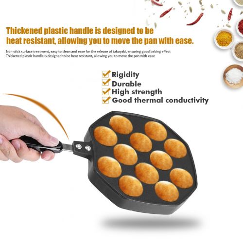  Yosoo Aluminium Takoyaki Grill Pan Non-Stick Octopus Grill Tray Octopus Ball / Pfannkuchen Maker Backform 12 Loecher