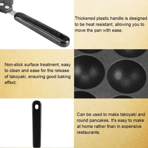  Yosoo Aluminium Takoyaki Grill Pan Non-Stick Octopus Grill Tray Octopus Ball / Pfannkuchen Maker Backform 12 Loecher