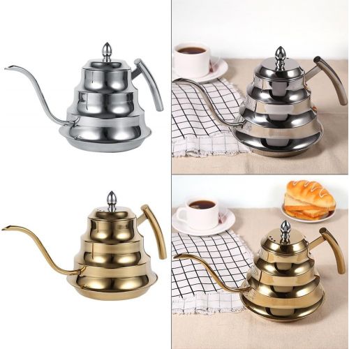  Yosoo 1.2L Kaffeekanne/Teekanne Schwanenhals/Wasserkocher aus Edelstahl 304, fuer Cafe Bar/Haus und Kueche Farben von Gold und Silber silber / schwarz